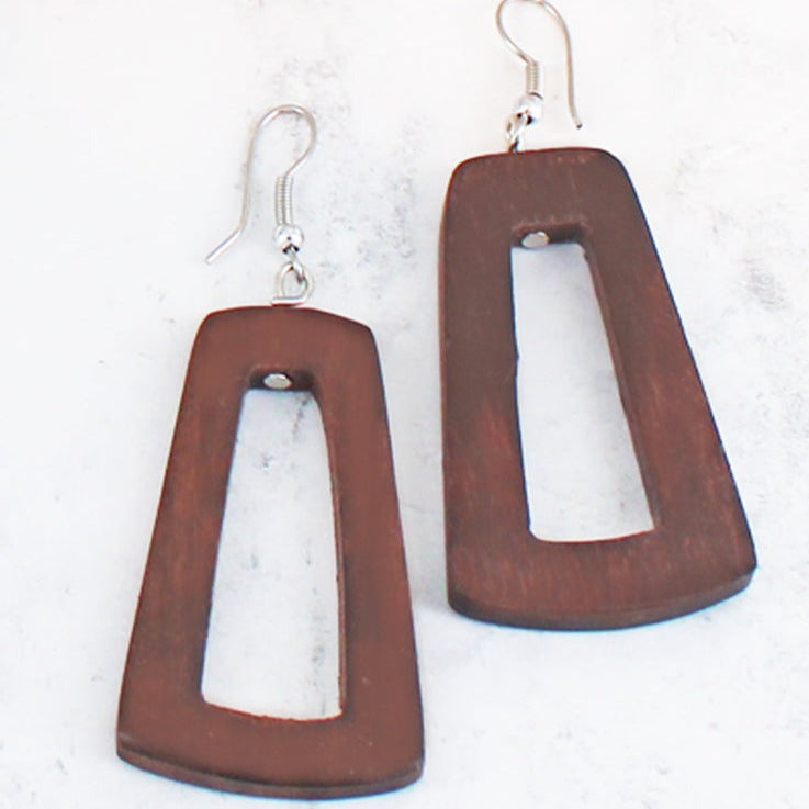 Brown Wooden Kasandra Earrings - The Nancy Smillie Shop - Art, Jewellery & Designer Gifts Glasgow