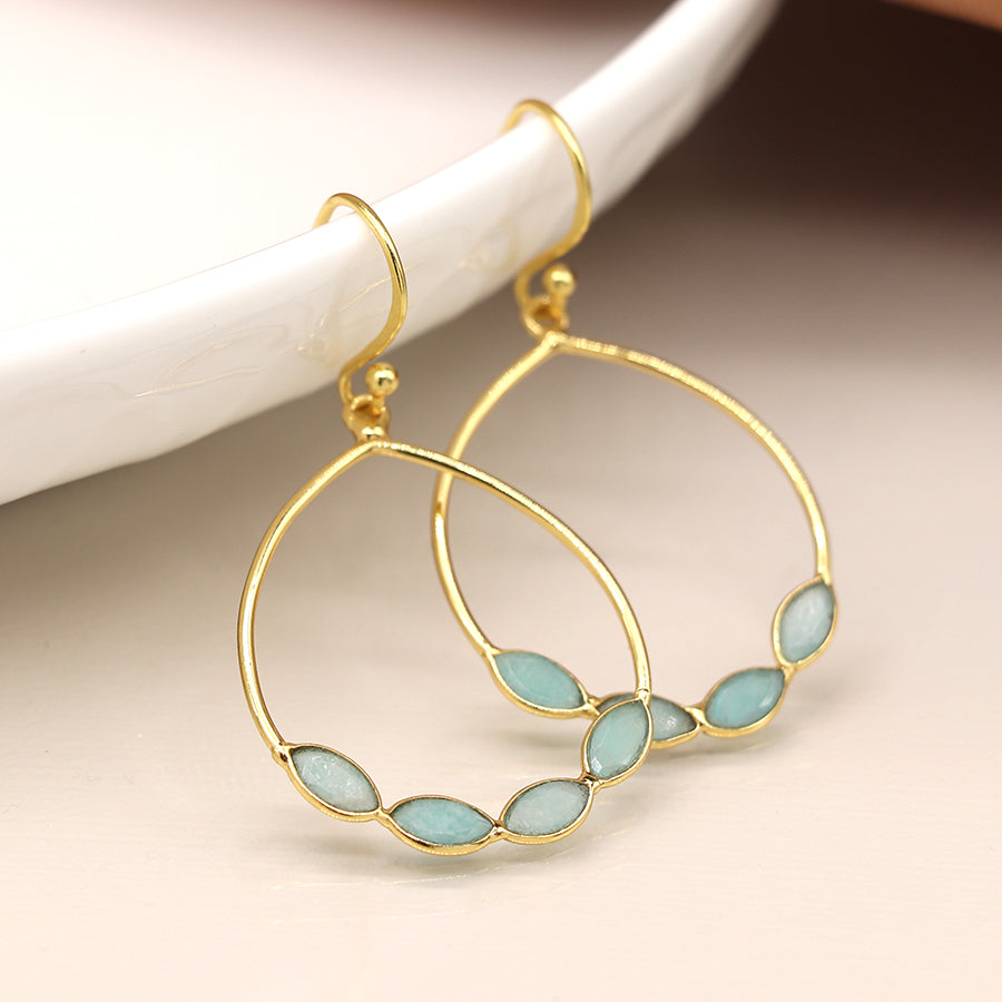 Amazonite Bezel Hoop Earrings