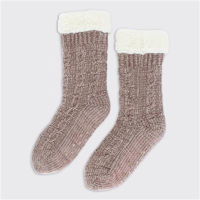 Cream/Lilac Thick Socks