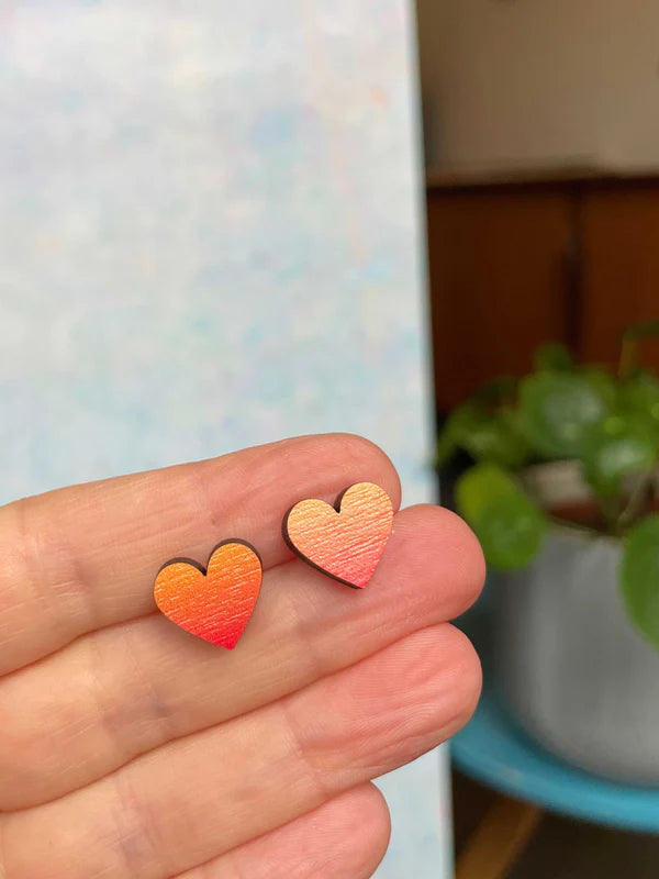 heart studs orange