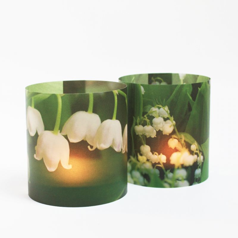 4 Lily of the Valley Sleeves for tea-light or Candle | The Nancy Smillie Shop - Art, Jewellery & Designer Gifts Glasgow Scotland