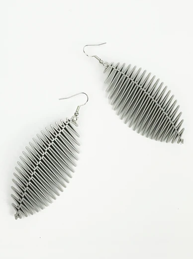 Grey on Black Leaf Earrings