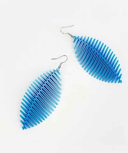 Sky on Sapphire Leaf Earrings - The Nancy Smillie Shop - Art, Jewellery & Designer Gifts Glasgow