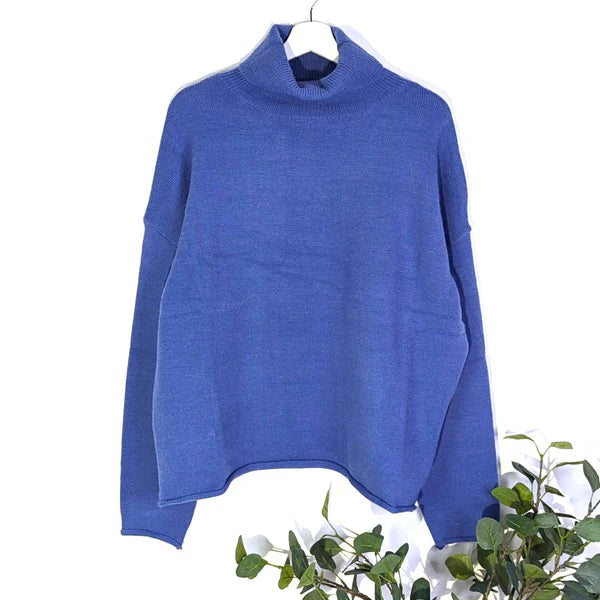 Blauer Pullover aus warmem Polyamid-Mix