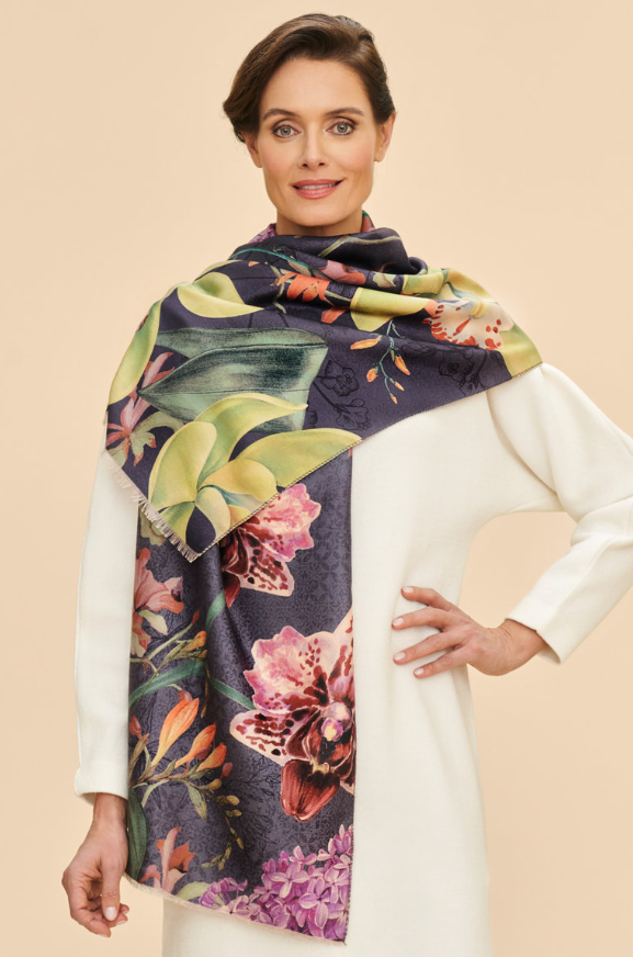 Exotic Evening Print Scarf | The Nancy Smillie Shop - Art, Jewellery & Designer Gifts Glasgow Scotland