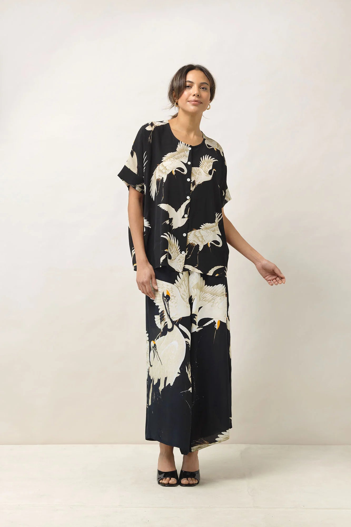 Tea Blouse Stork Black | The Nancy Smillie Shop - Art, Jewellery & Designer Gifts Glasgow Scotland