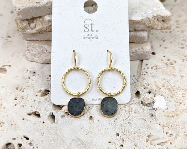 Gold Textured Ring Earrings