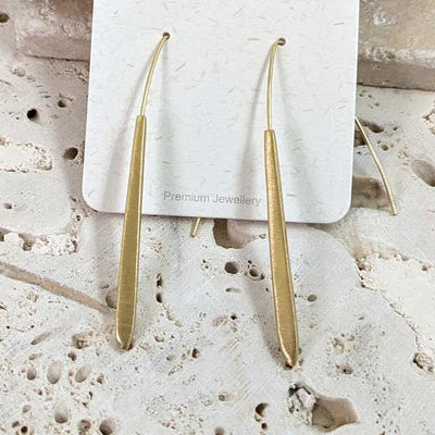 gold sleek organic bar earrings