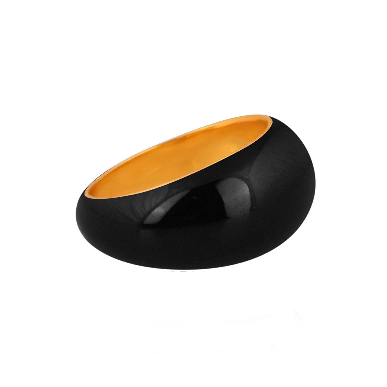 Gold and black enamel domed ring: Medium