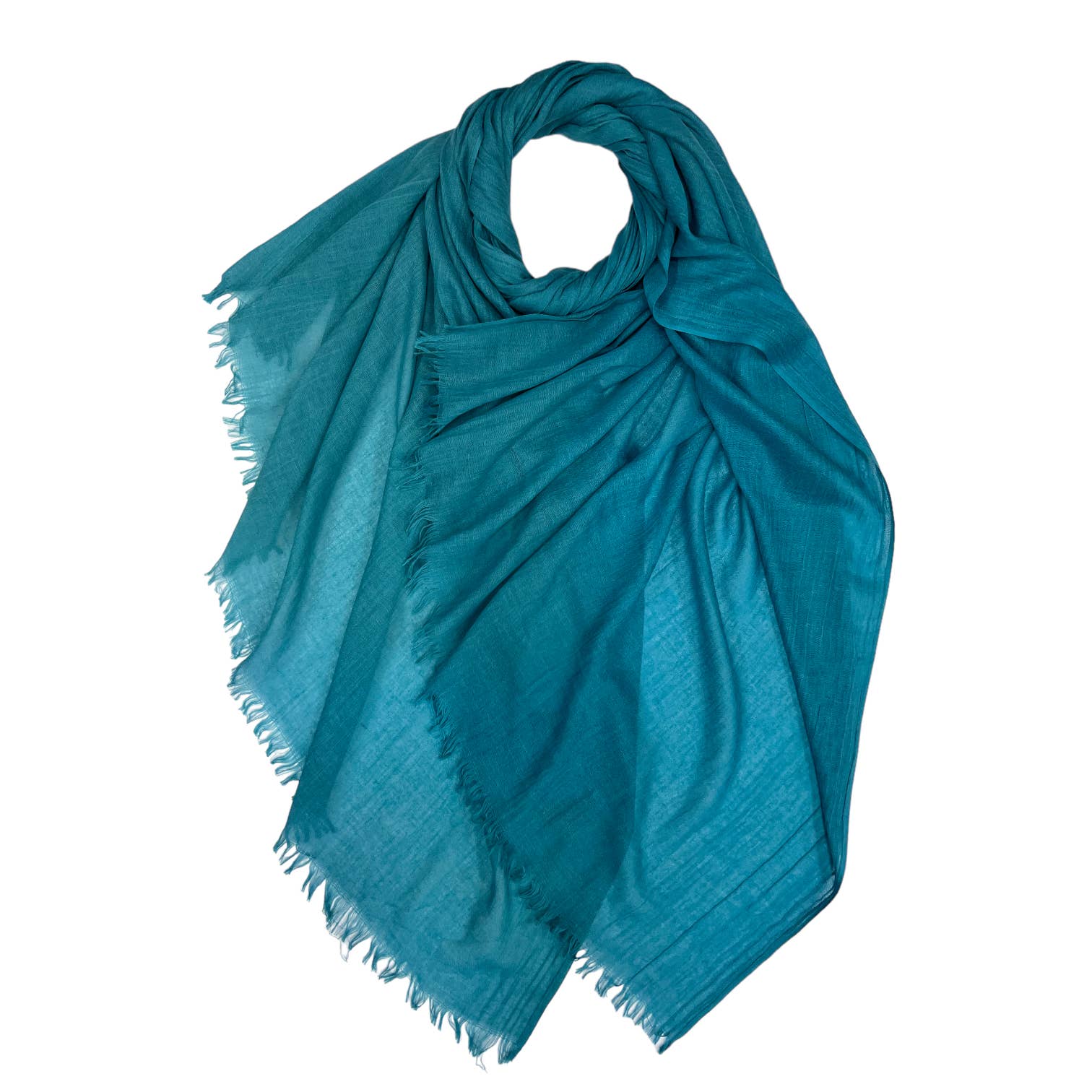 Classic plain cotton blend scarf finished with fringes: Baby blue