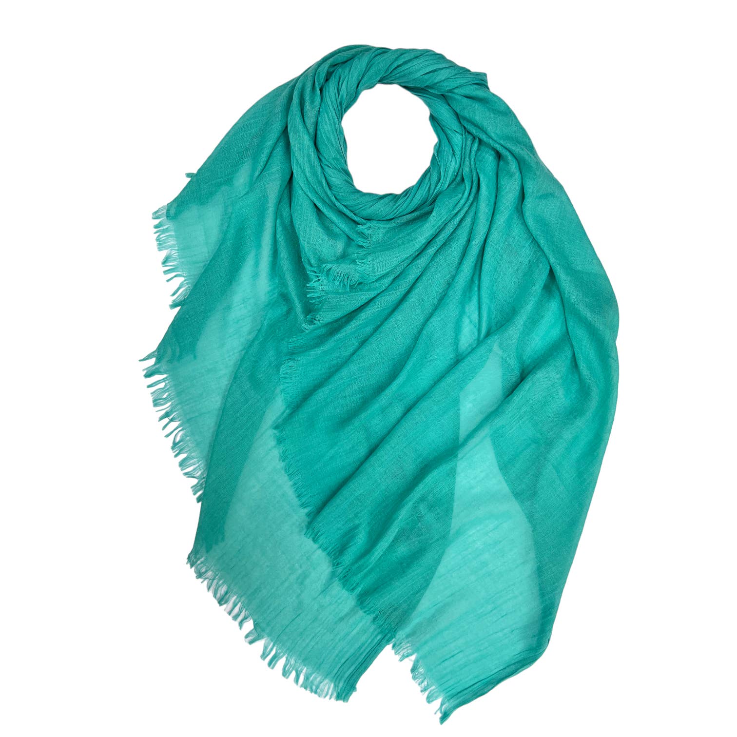 Classic plain cotton blend scarf finished with fringes: Baby blue