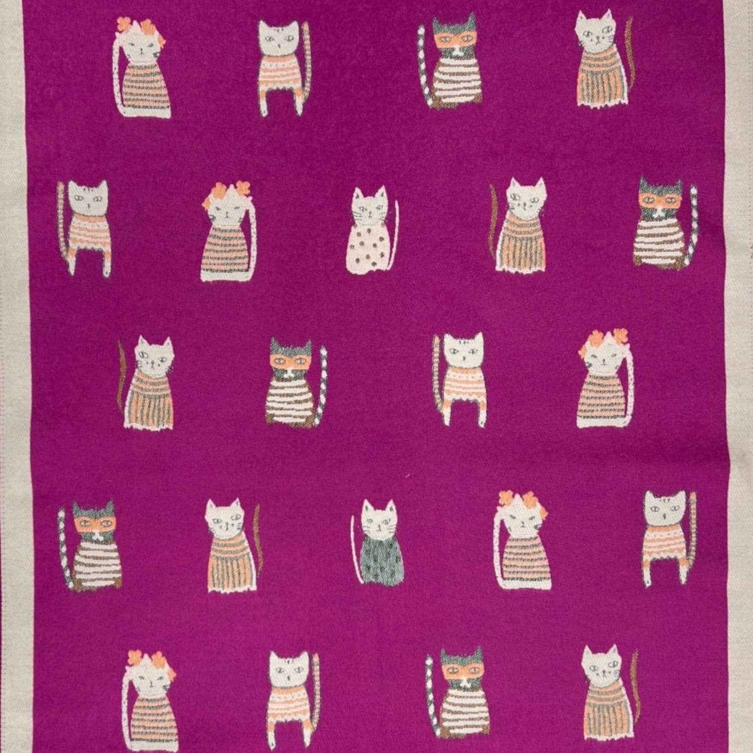 Colourful Cat prints on Wool blend: Black