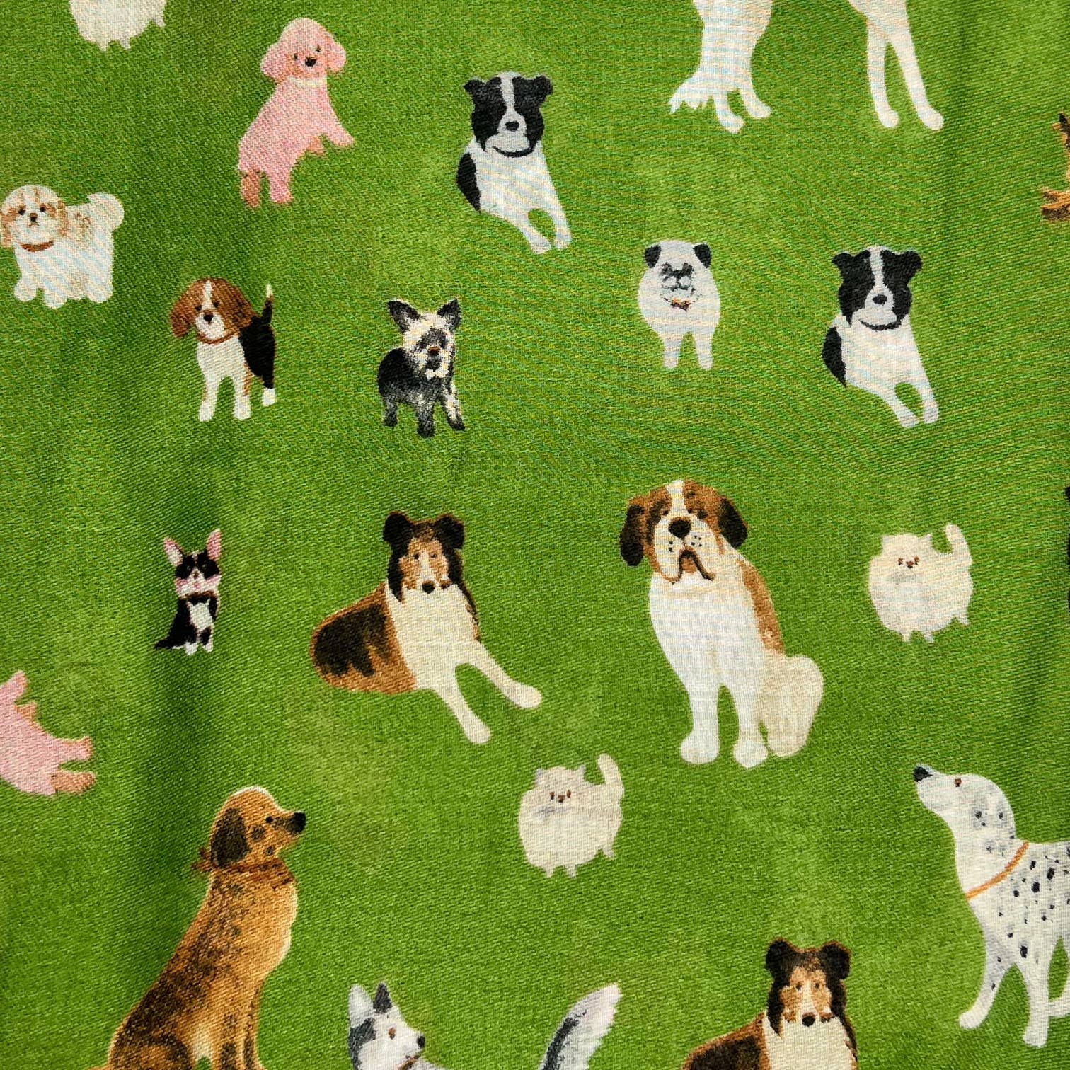 Dog print with mix breeds on medium lightweight print: Black