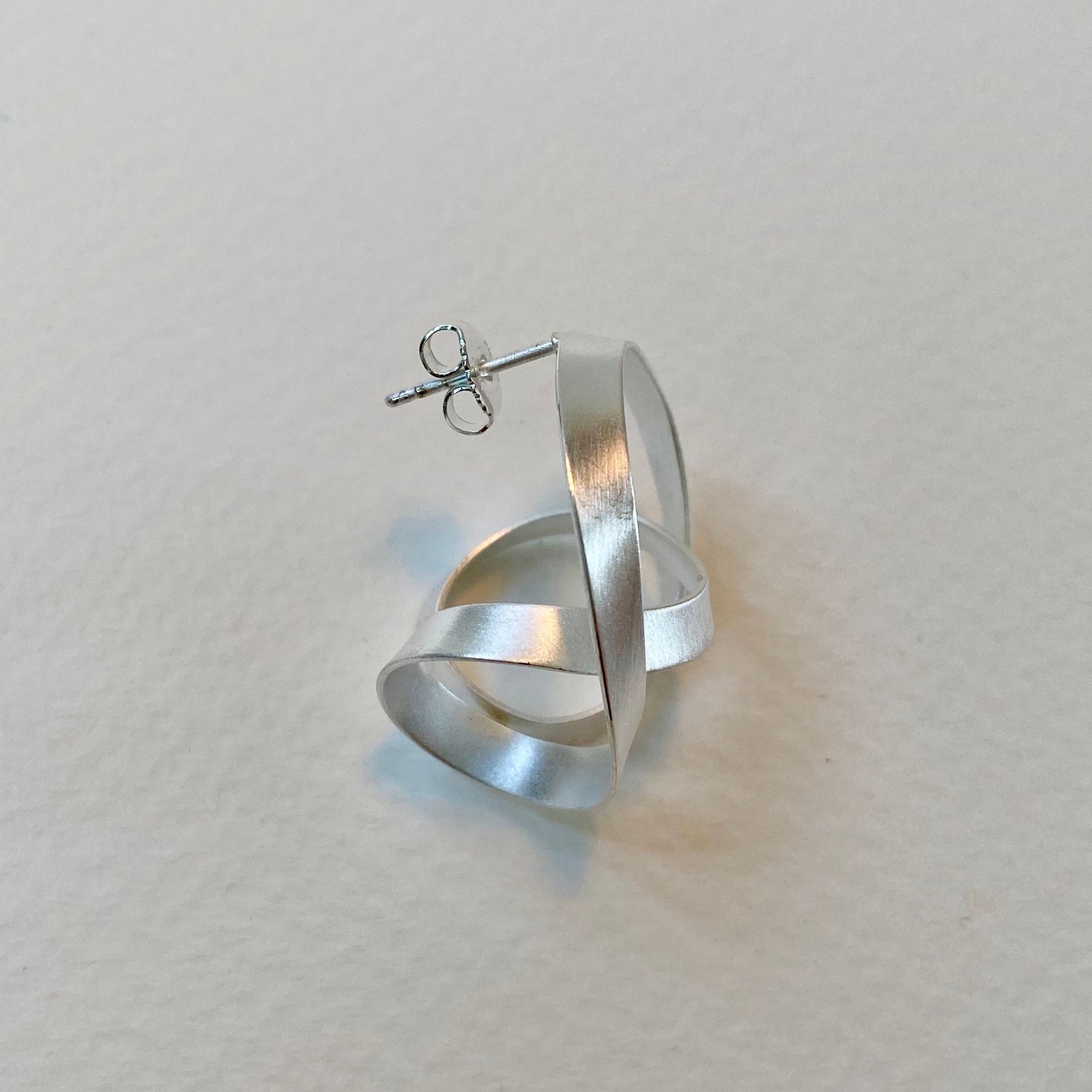 Beautifully Wound Satin Silver Earrings - The Nancy Smillie Shop - Art, Jewellery & Designer Gifts Glasgow