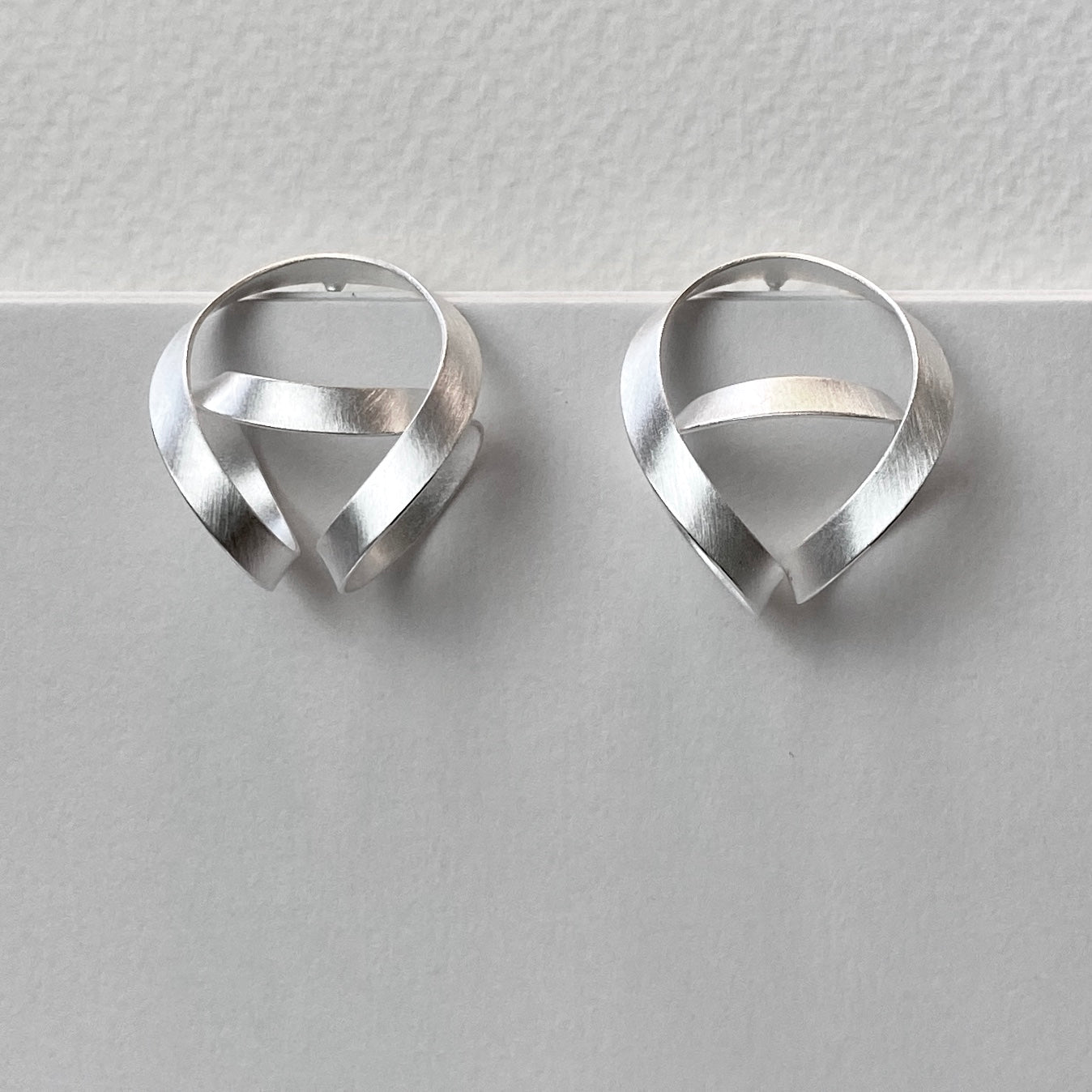 Beautifully Wound Satin Silver Earrings - The Nancy Smillie Shop - Art, Jewellery & Designer Gifts Glasgow