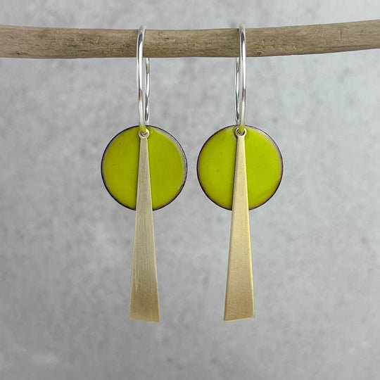 Bitter Green Geometric Earrings - The Nancy Smillie Shop - Art, Jewellery & Designer Gifts Glasgow