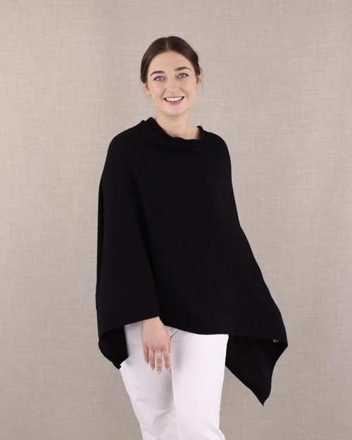 Black Cashmere Blend Poncho - The Nancy Smillie Shop - Art, Jewellery & Designer Gifts Glasgow