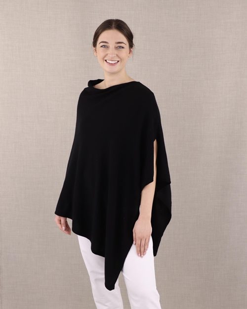 Black Cashmere Blend Poncho - The Nancy Smillie Shop - Art, Jewellery & Designer Gifts Glasgow