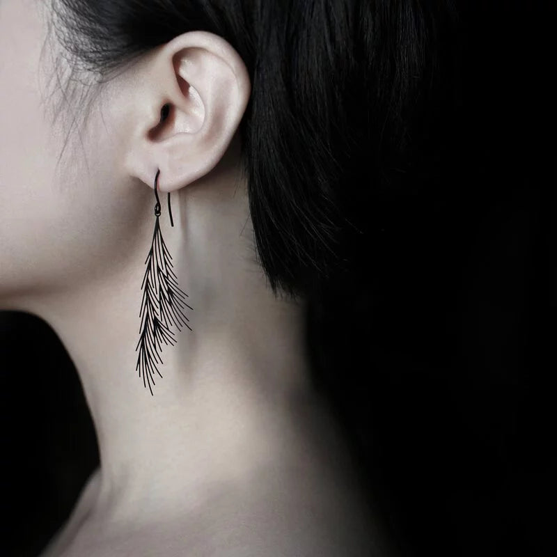 Black Common Reed Earrings - The Nancy Smillie Shop - Art, Jewellery & Designer Gifts Glasgow