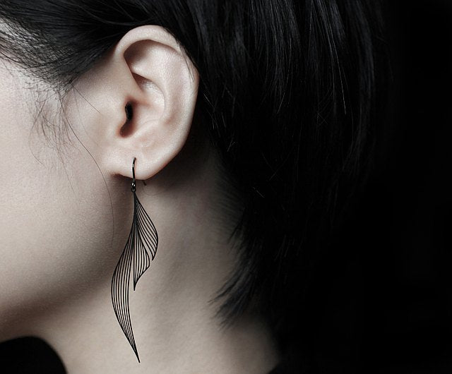 Black Ripple Earrings - The Nancy Smillie Shop - Art, Jewellery & Designer Gifts Glasgow