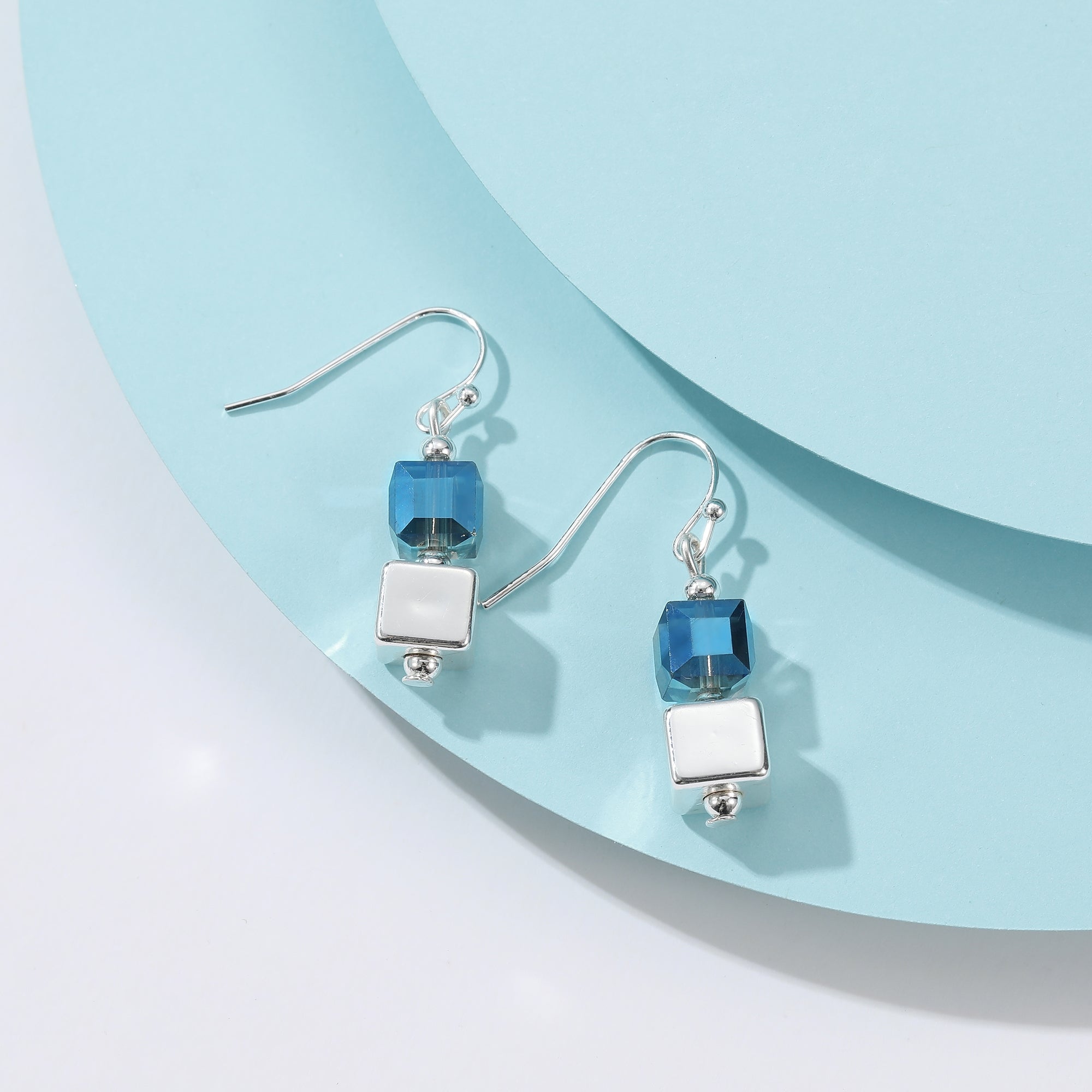 Blue Cube Earrings - The Nancy Smillie Shop - Art, Jewellery & Designer Gifts Glasgow