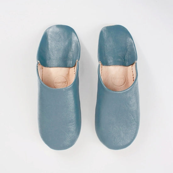Blue Grey Moroccan Slippers - The Nancy Smillie Shop - Art, Jewellery & Designer Gifts Glasgow