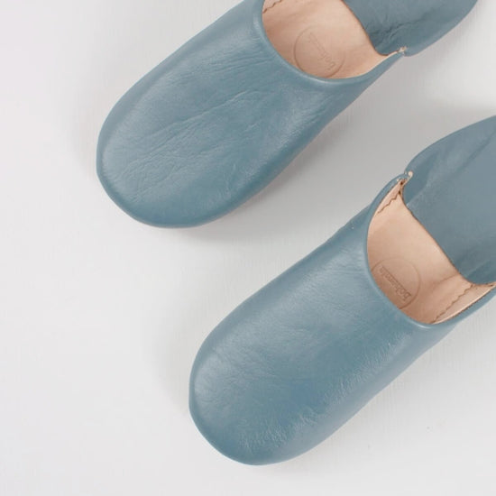 Blue Grey Moroccan Slippers - The Nancy Smillie Shop - Art, Jewellery & Designer Gifts Glasgow