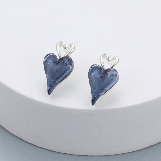 Blue Heart Studs - The Nancy Smillie Shop - Art, Jewellery & Designer Gifts Glasgow