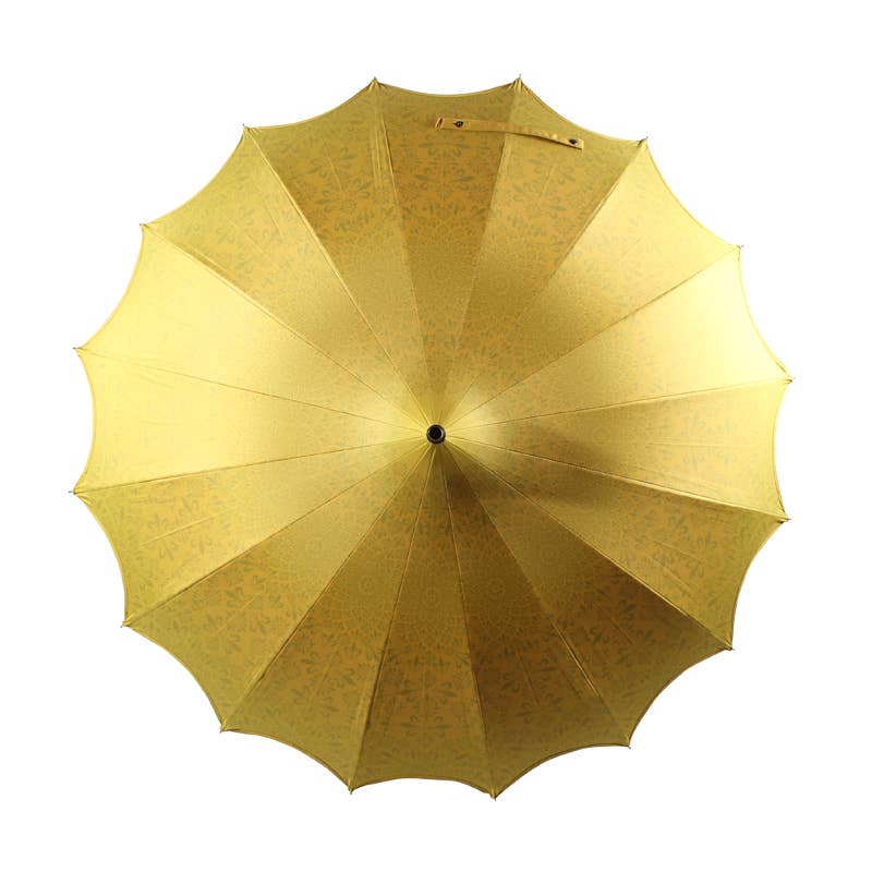 Boutique Patterned Pagoda Umbrella with Scalloped edge Yellow - The Nancy Smillie Shop - Art, Jewellery & Designer Gifts Glasgow