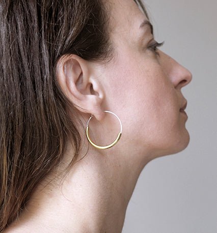 Brass Curve Hoop Earrings - The Nancy Smillie Shop - Art, Jewellery & Designer Gifts Glasgow