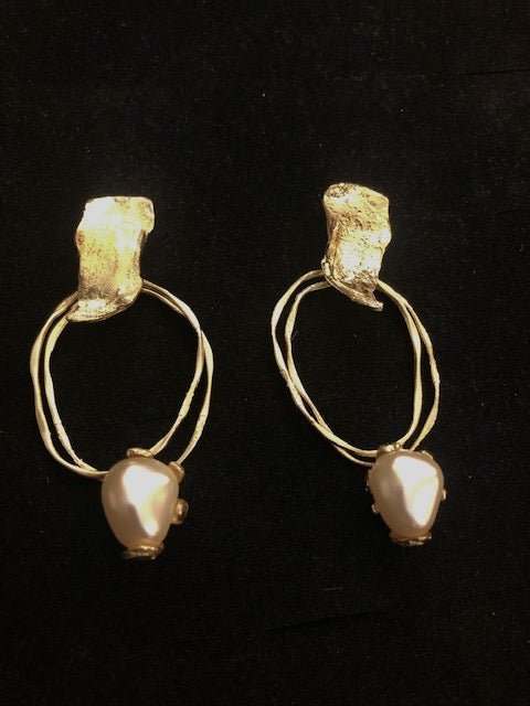 Bronze and Pearl Earrings - The Nancy Smillie Shop - Art, Jewellery & Designer Gifts Glasgow