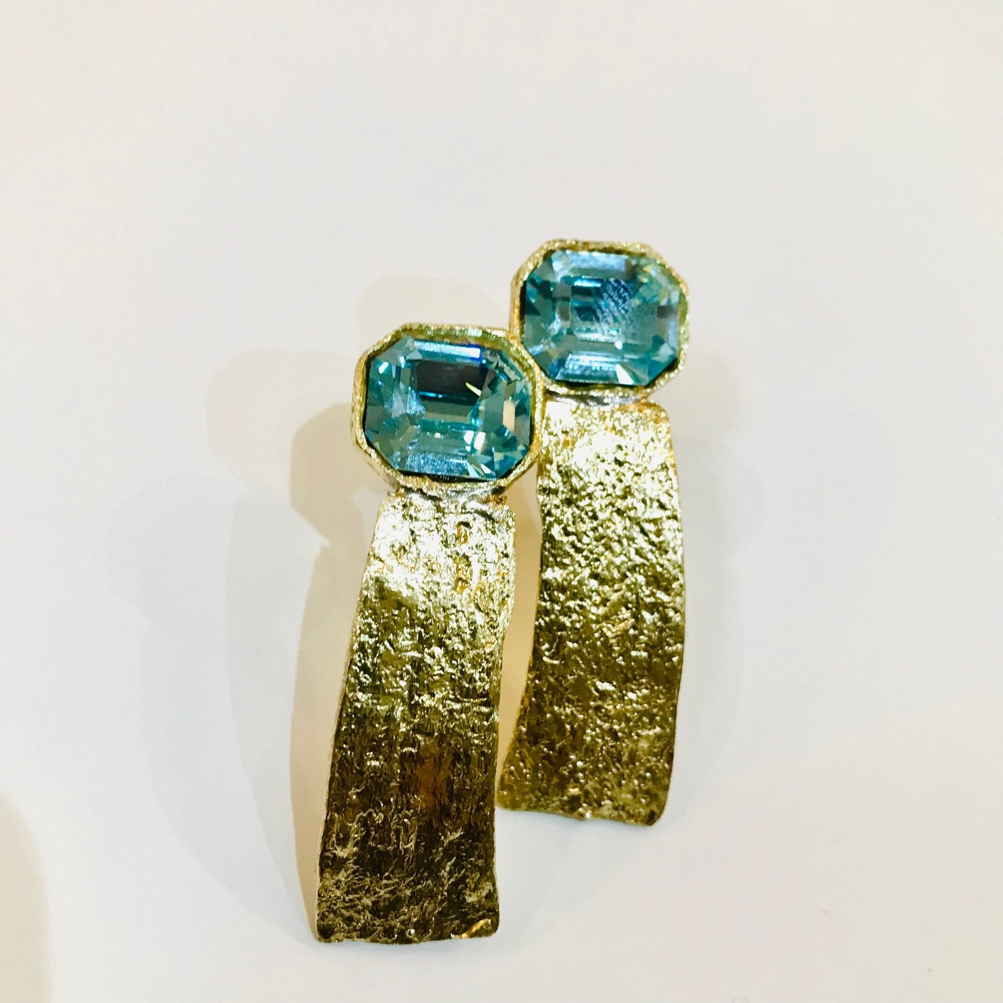Bronze Aqua Crystal Earrings - The Nancy Smillie Shop - Art, Jewellery & Designer Gifts Glasgow