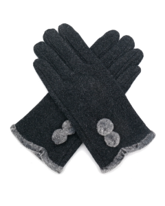 Charcoal Pompom Gloves