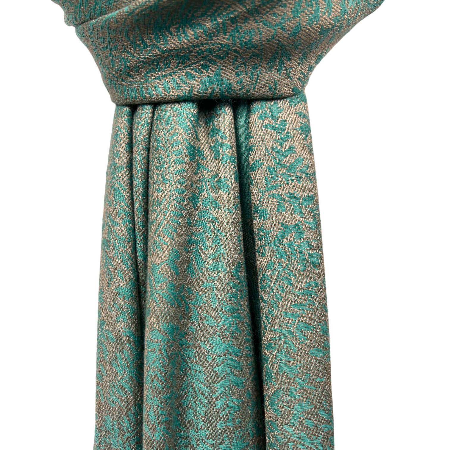 Plain pashmina with paisley print finished with fringes: Green | The Nancy Smillie Shop - Art, Jewellery & Designer Gifts Glasgow Scotland