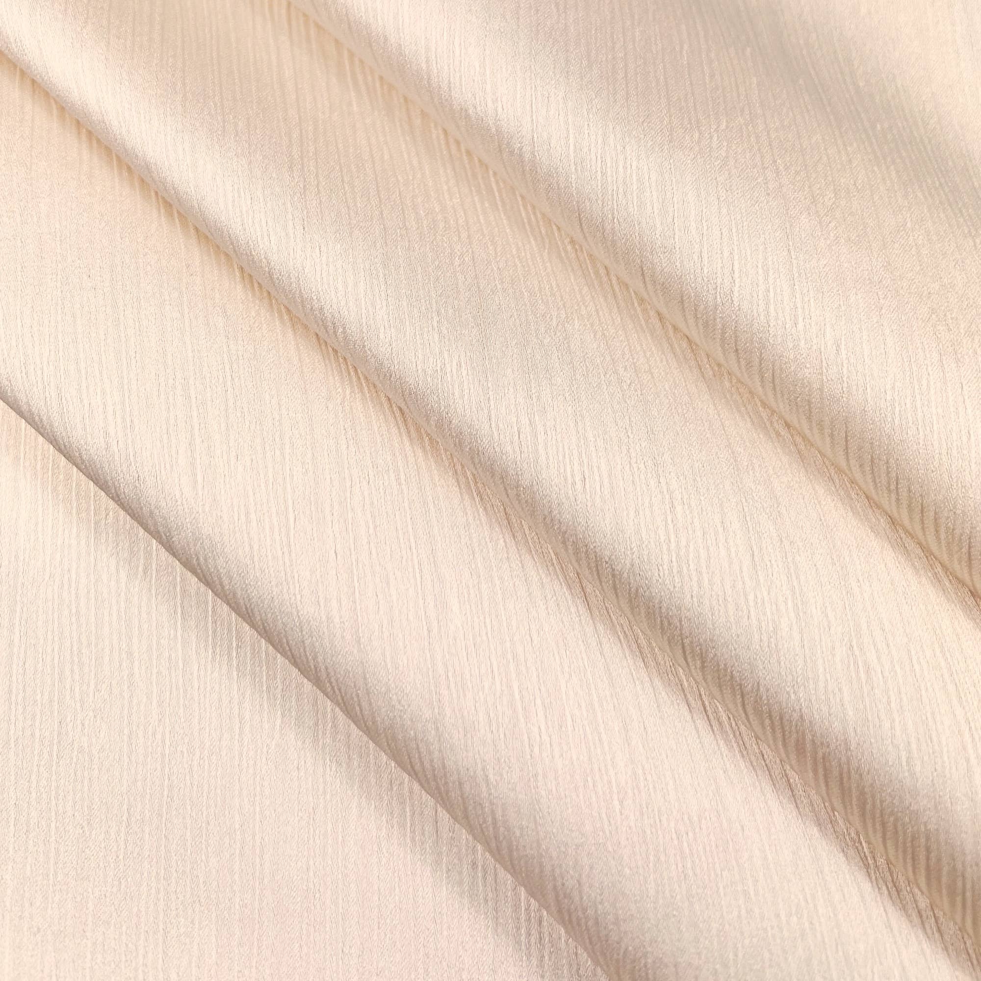 Plain Ribbed Long Satin Scarf: Ivory