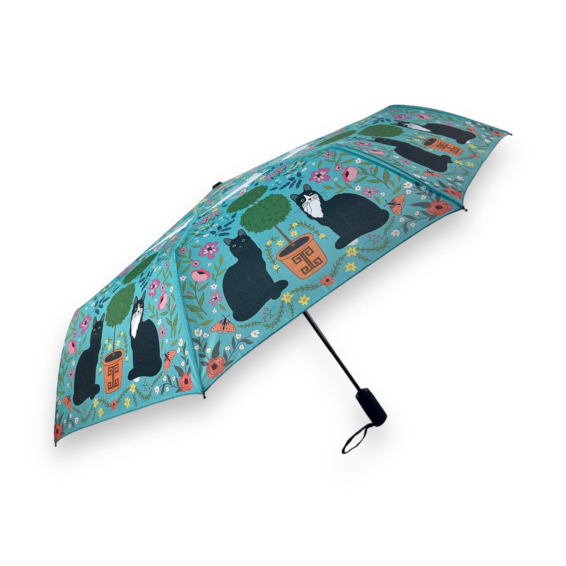 Cats and Topiary Umbrella  | The Nancy Smillie Shop - Art, Jewellery & Designer Gifts Glasgow Scotland