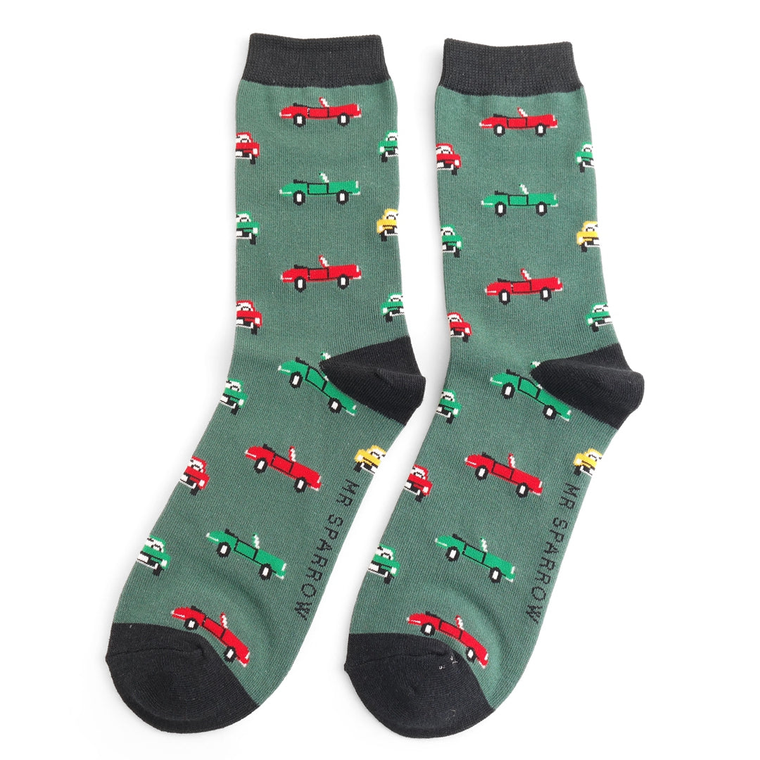 Classic cars Dark Green Socks