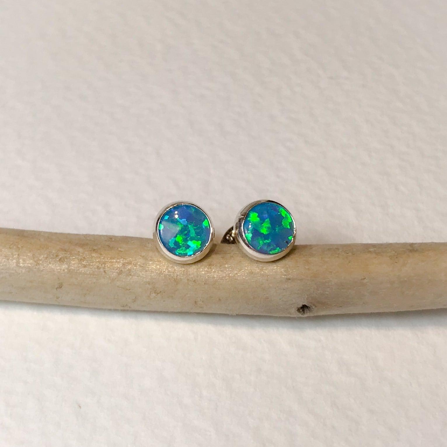 Dark Blue Opal Studs - The Nancy Smillie Shop - Art, Jewellery & Designer Gifts Glasgow