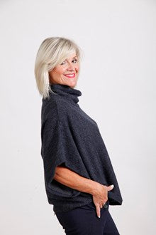 Dark Grey Poncho Top - The Nancy Smillie Shop - Art, Jewellery & Designer Gifts Glasgow