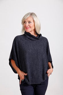 Dark Grey Poncho Top - The Nancy Smillie Shop - Art, Jewellery & Designer Gifts Glasgow