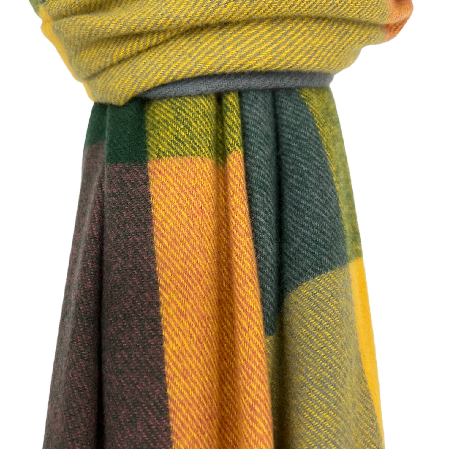 Classic colourful woolmix check scarf with tassels: Blue