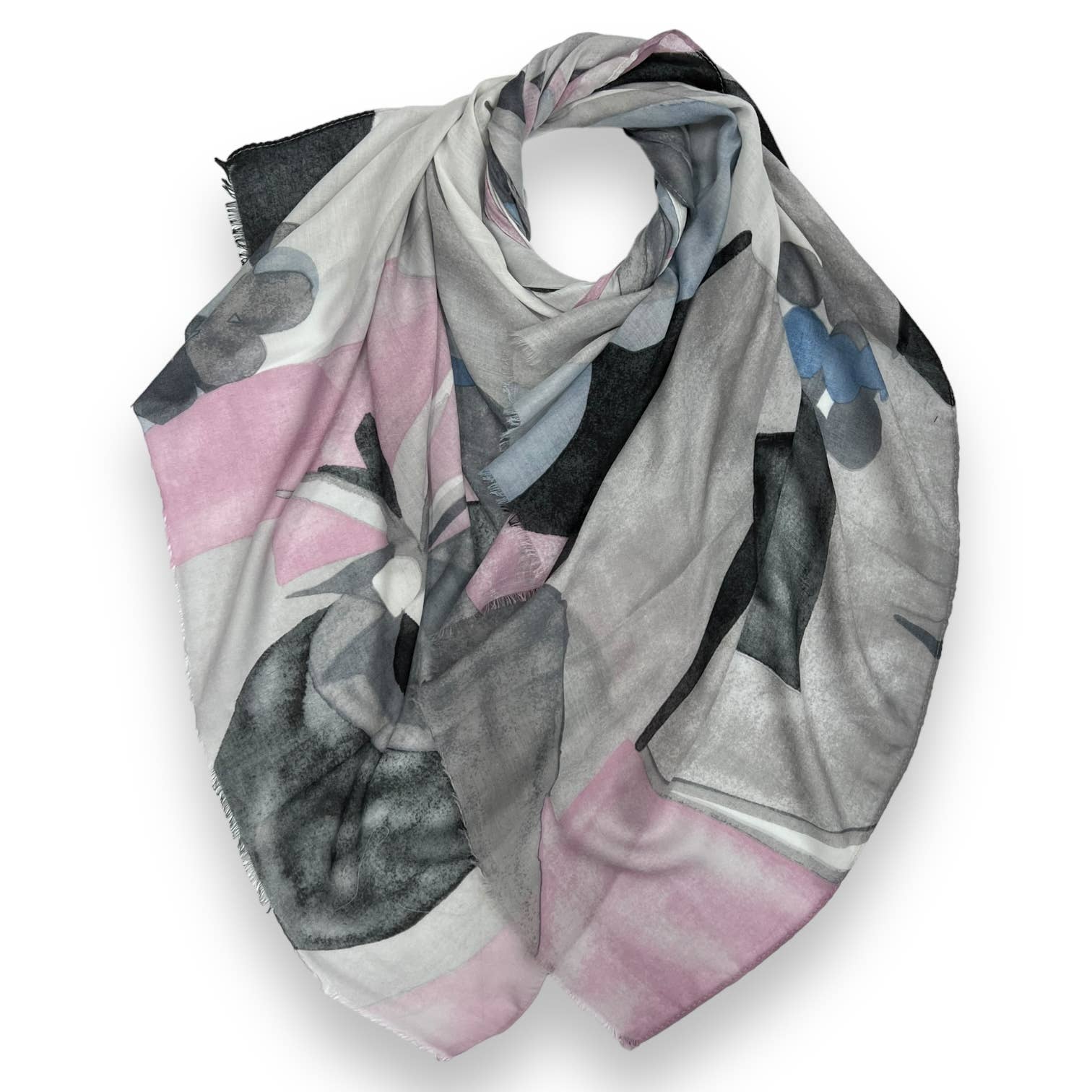 Soft Abstract painting on solid canvas scarf: Grey