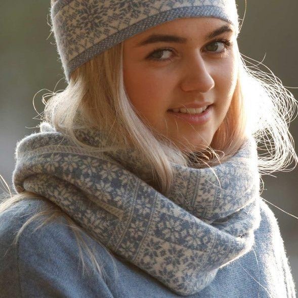 Denim & White Scandi Snood - The Nancy Smillie Shop - Art, Jewellery & Designer Gifts Glasgow