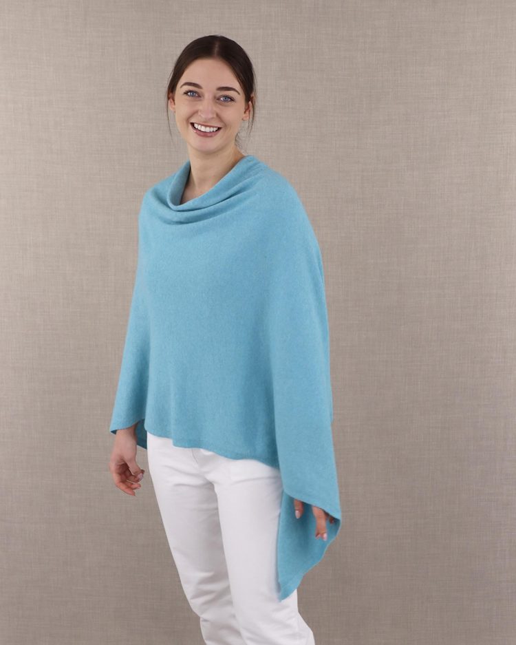 Duck Egg Blue Cashmere Blend Poncho - The Nancy Smillie Shop - Art, Jewellery & Designer Gifts Glasgow