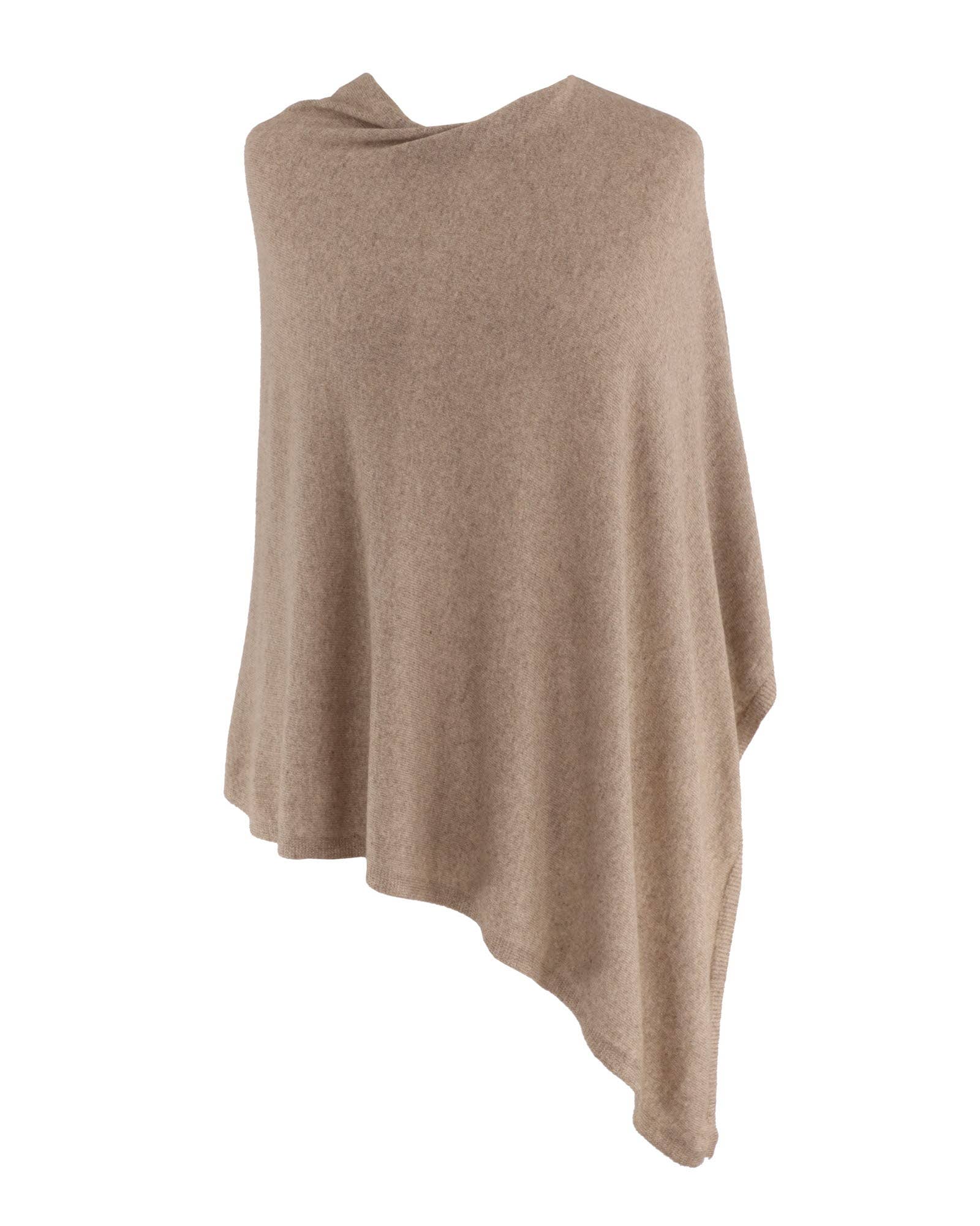 Classic Cashmere Blend Poncho: Silver