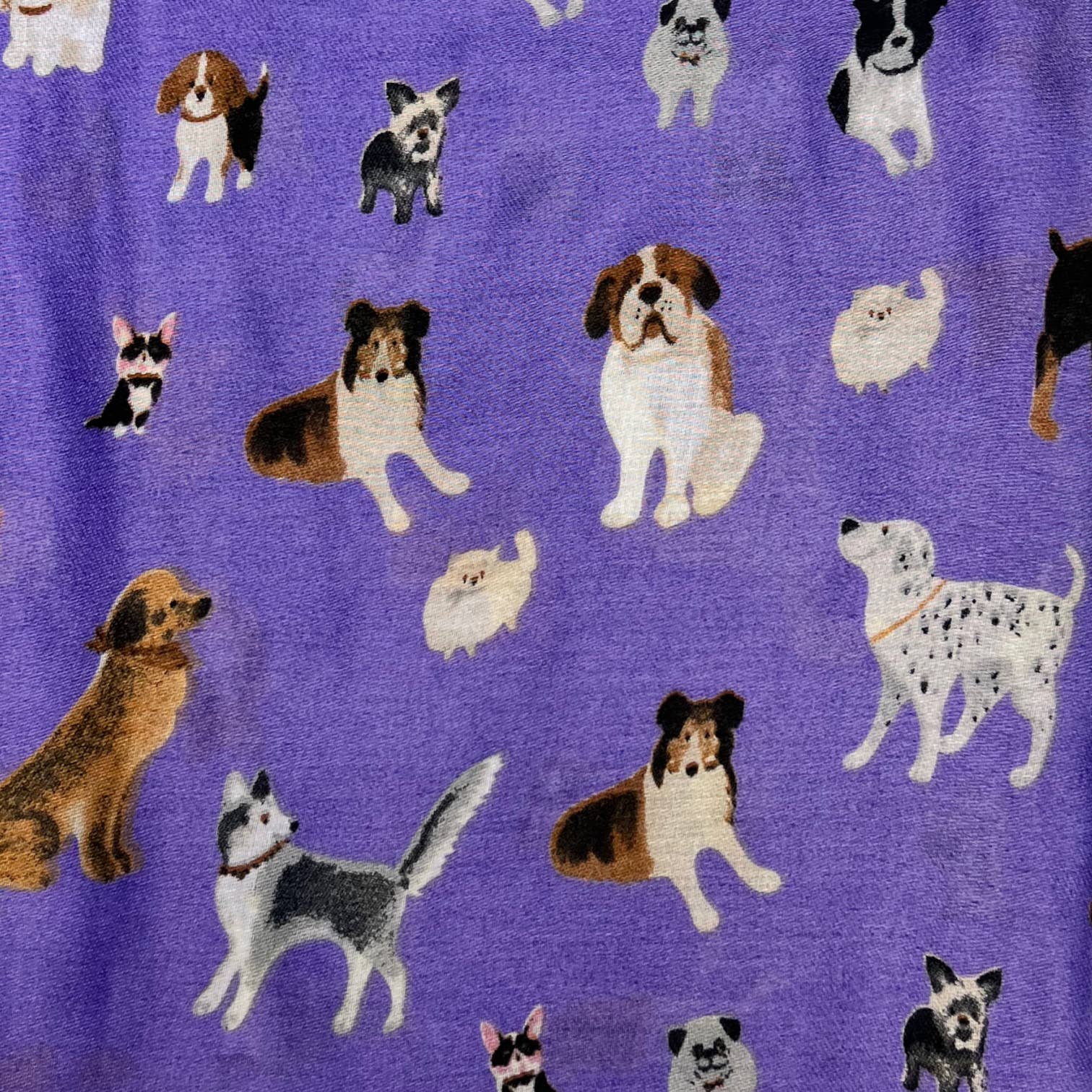 Dog print with mix breeds on medium lightweight print: Black