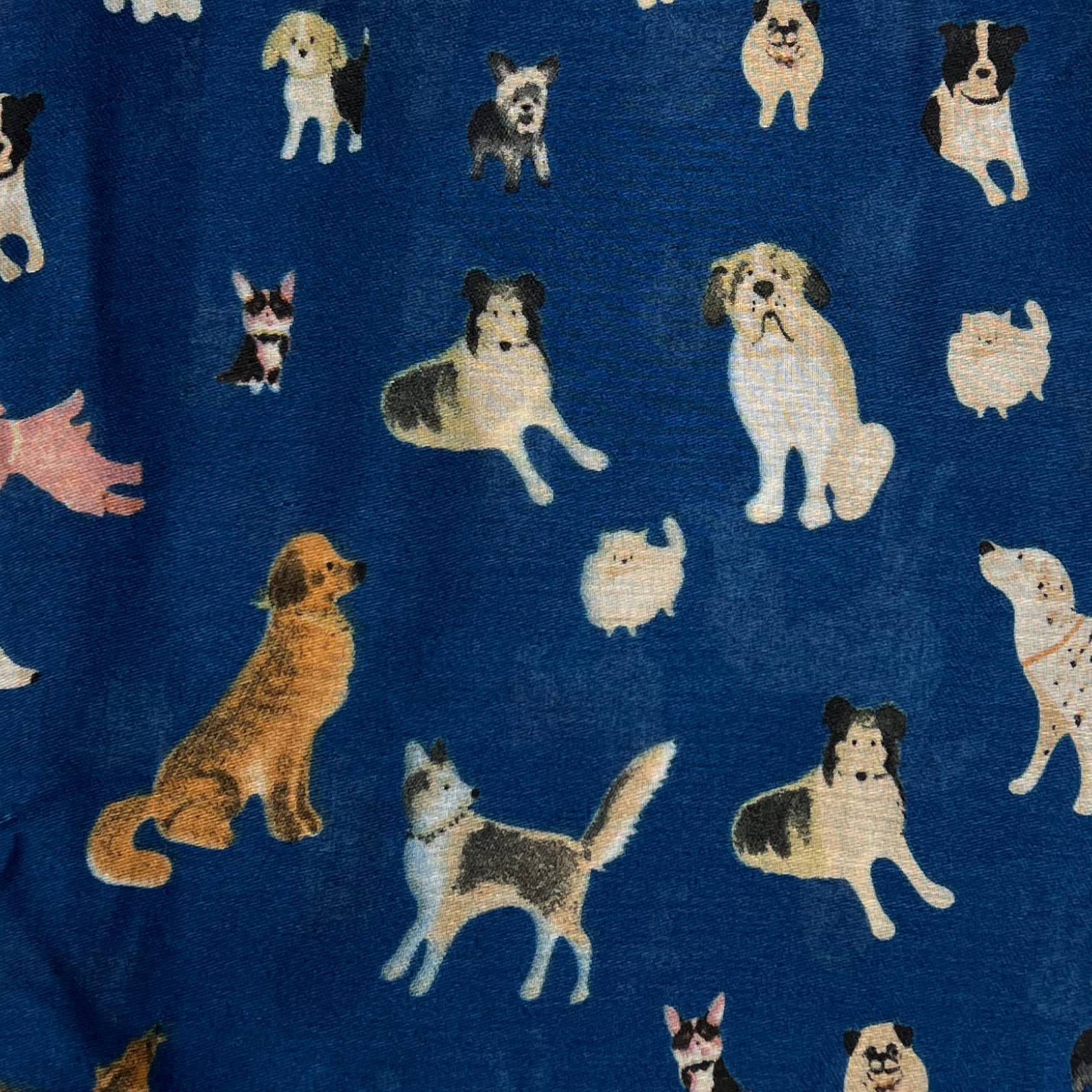 Dog print with mix breeds on medium lightweight print: Black