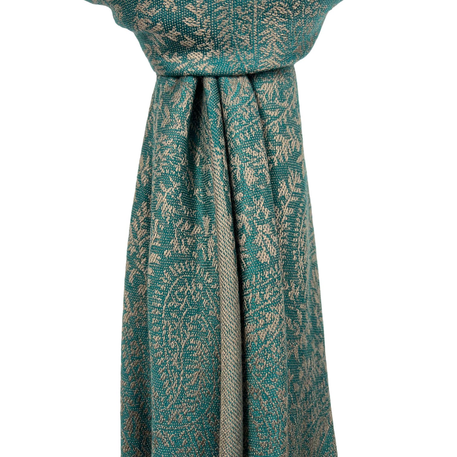 Plain pashmina with paisley print finished with fringes: Green | The Nancy Smillie Shop - Art, Jewellery & Designer Gifts Glasgow Scotland