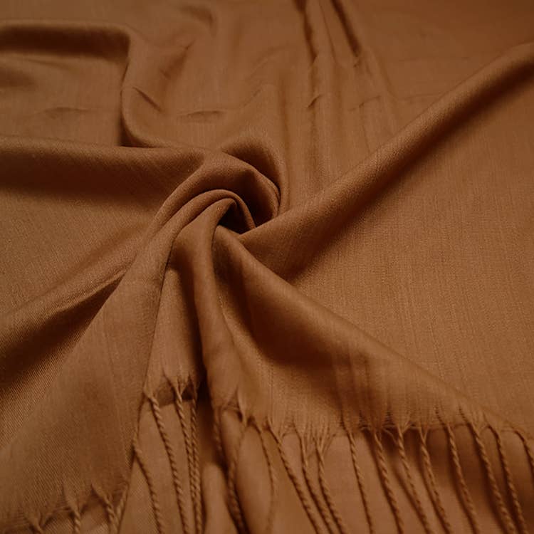 Plain cotton blend pashmina with tassels: Orange A23