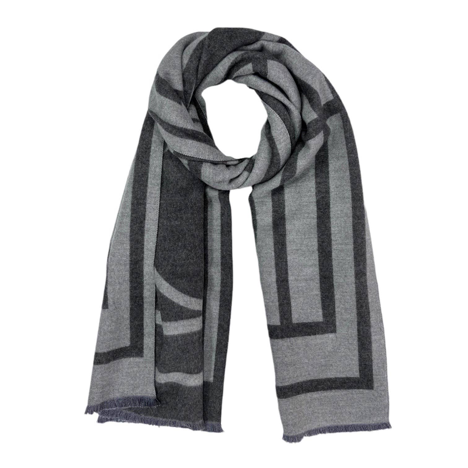 Black Geometric print cashmere blend winter scarf: Pink